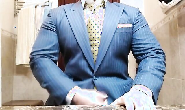 Big-Cock Daddy Strokes in Suit