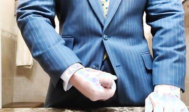 Big-Cock Daddy Strokes in Suit