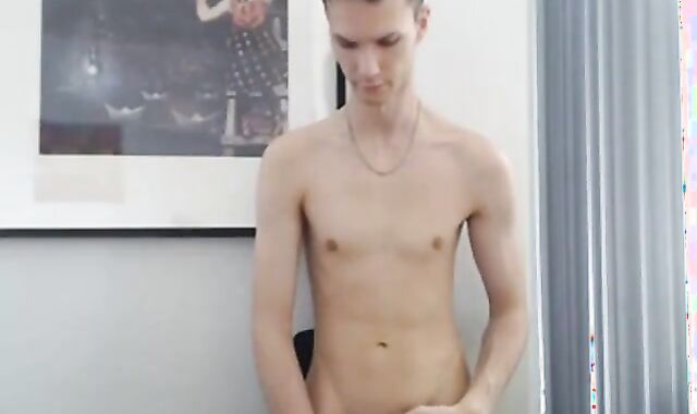 Skinny Twink Strokes on Webcam