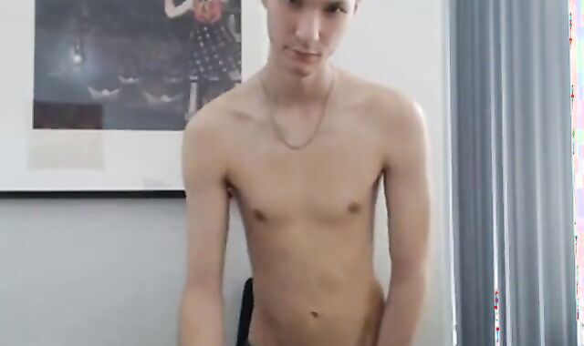 Skinny Twink Strokes on Webcam