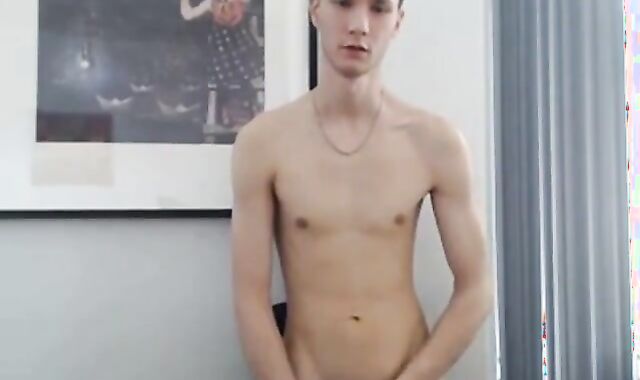 Skinny Twink Strokes on Webcam