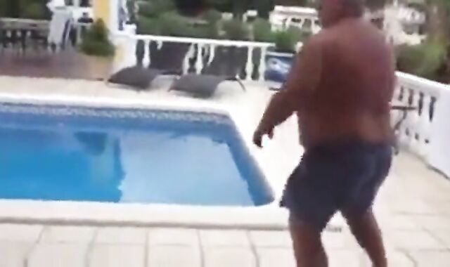 Fat Latin Daddy Strips Outdoors with His Bear