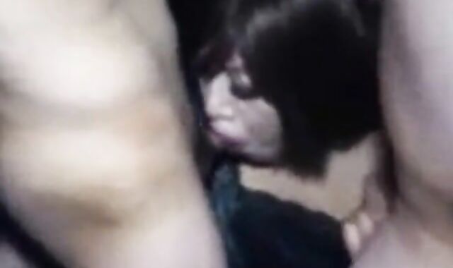 Mature Asian Crossdresser Sucks Two Cocks