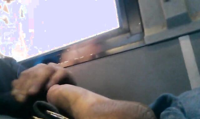 Str8 Big-Cock Hunk Strokes on the Bus