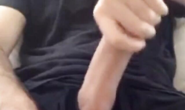 Muscular amateur strokes his big hard cock with a thick bellend