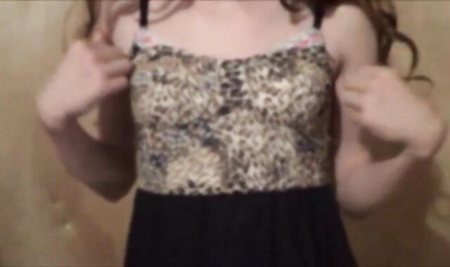 Twink Crossdresser Strips in Dress and Panties
