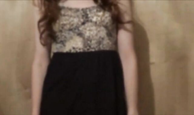 Twink Crossdresser Strips in Dress and Panties