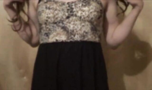 Twink Crossdresser Strips in Dress and Panties