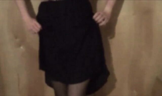 Twink Crossdresser Strips in Dress and Panties