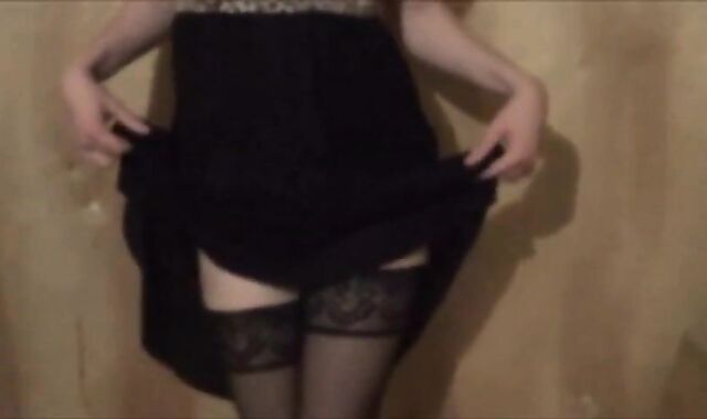 Twink Crossdresser Strips in Dress and Panties