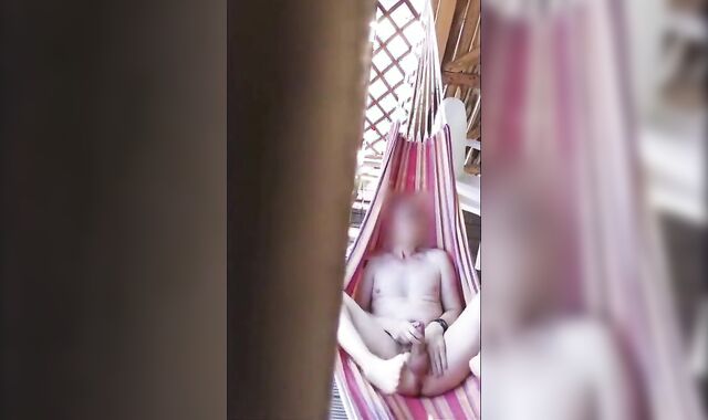 Outdoor Handjob in a Hangmat with a Big-Cocked Twink