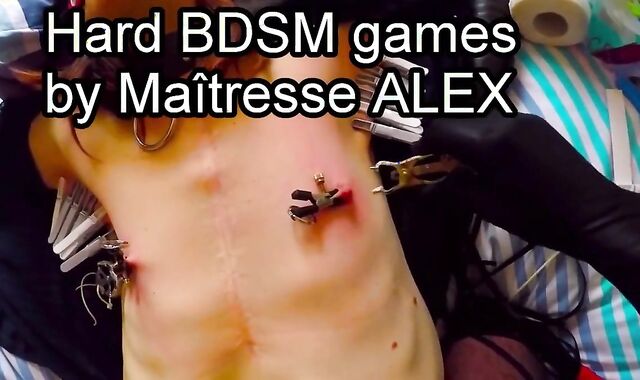 Hard BDSM: Whip, Clamps on Armpits, Nipples & Testicles