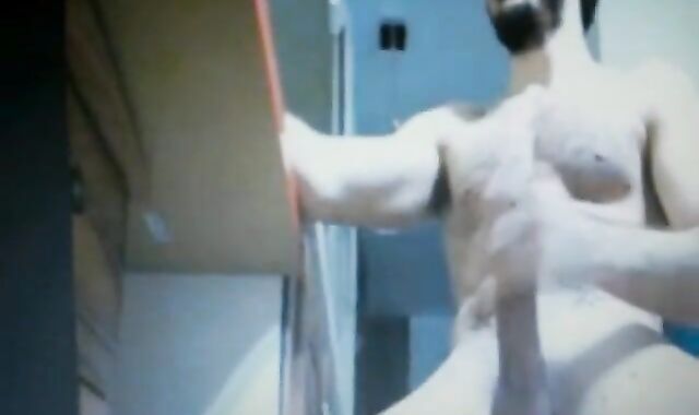 Hairy Bearded Daddy Stroking His Huge Cock