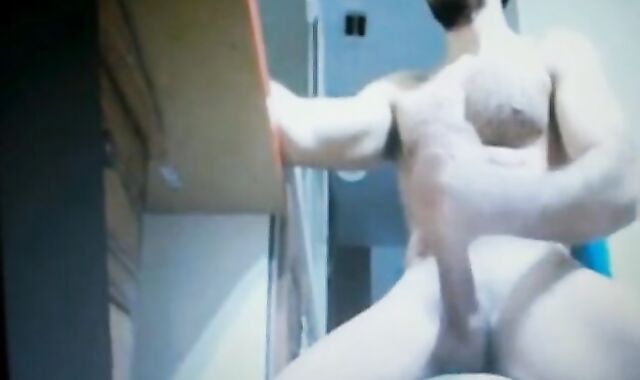 Hairy Bearded Daddy Stroking His Huge Cock