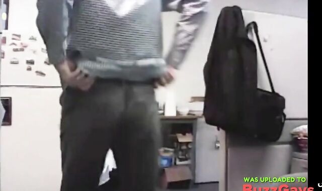 Big-Cocked Dad Strokes at the Office