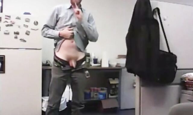 Big-Cocked Dad Strokes at the Office