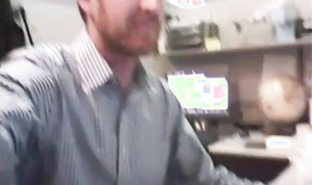 Big-Cocked Dad Strokes at the Office