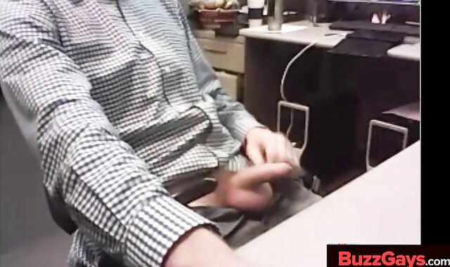 Big-Cocked Dad Strokes at the Office