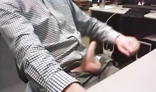 Big-Cocked Dad Strokes at the Office