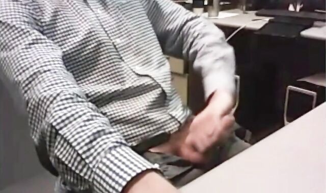 Big-Cocked Dad Strokes at the Office
