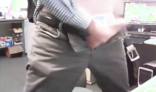 Big-Cocked Dad Strokes at the Office