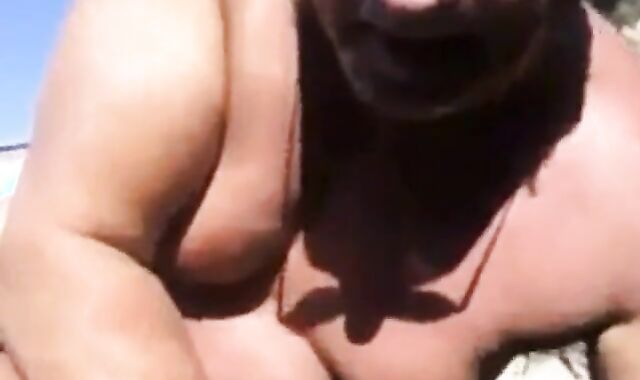 Mature Man Masturbating at the Beach