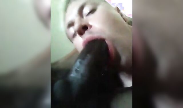 Amateur White Guy Sucks a Big Black Cock