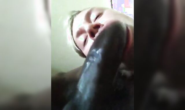 Amateur White Guy Sucks a Big Black Cock