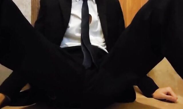 Bareback Student in the WC Takes a Cum Tribute Handjob