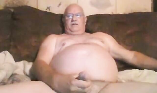 Old Man Strokes and Explodes with Pleasure