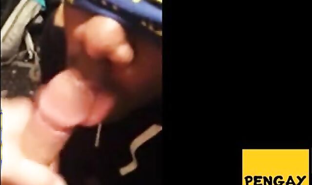 Black Twink Swallows White Cum in Interracial Blowjob