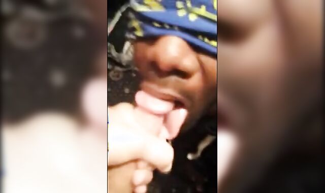 Black Twink Swallows White Cum in Interracial Blowjob