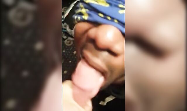 Black Twink Swallows White Cum in Interracial Blowjob