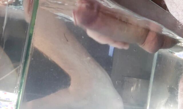 Russian boy powerfully jizzes cum into water