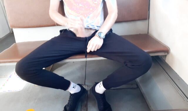 Stud wanks in a TRAIN with cameras looking at ULTRA-UBER-CUTE dudes