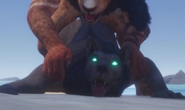 Homosexual Lion & Unshaved Stud Pummel By The Beach and Make Lots of Spunk (Wooly Climax In Facehole) / Supah-Crazy Life Furries