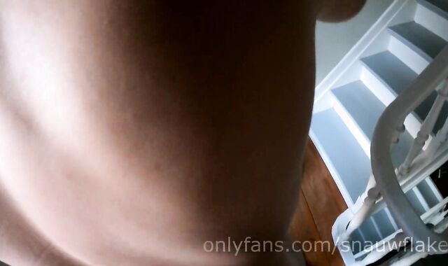 My neighbor observes me naked in the stairwell and screws me (He wreck my butt & I cum in his panties)