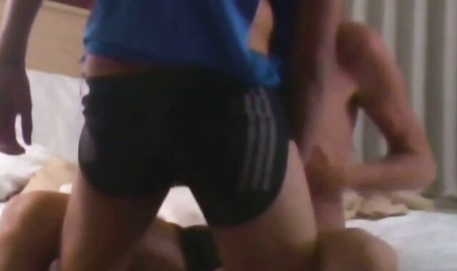 Facefucking jocks shag in running shorts