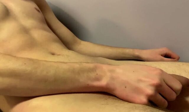 Bony Milky Teenager Jack off and Jizz in Couch