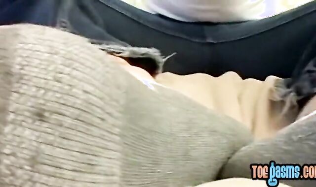 Ash-blonde Ayden James Blowing Toes Solo and Plowing Fleshlight