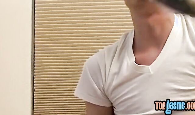 Ash-blonde Ayden James Blowing Toes Solo and Plowing Fleshlight