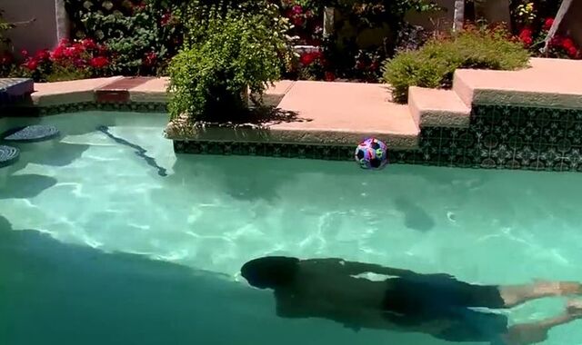 Twunk Likes his Time in the Pool as he Milks and (Jacob Marteny)