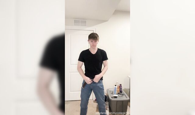 Draped Ash-blonde Youngster Undresses Down To Tighty Whities And Displays Enormous Spunk-pump