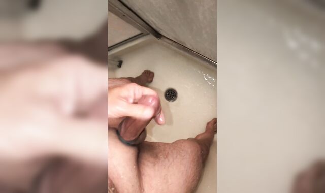 Bathroom Getting off Ginormous Sinewy Fuckpole Spunking All Over The Bathroom Door