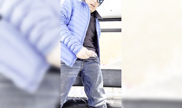 Jacking Off my Uncircumcised Sausage on a Ski Gondola