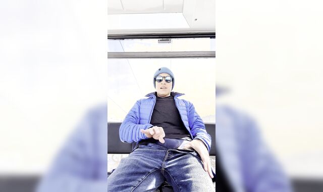 Jacking Off my Uncircumcised Sausage on a Ski Gondola