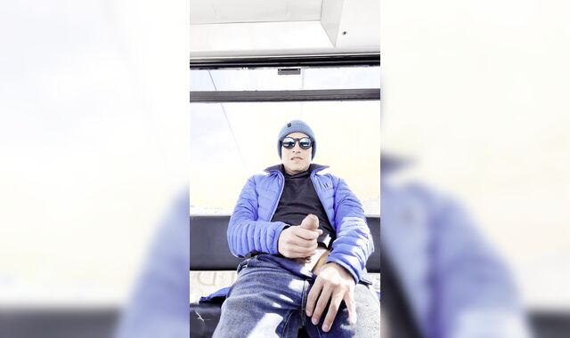 Jacking Off my Uncircumcised Sausage on a Ski Gondola