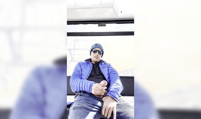 Jacking Off my Uncircumcised Sausage on a Ski Gondola