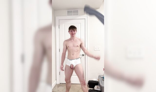 Draped Youngster Unsheathes Humungous Man-meat Under Gray Sweatpants