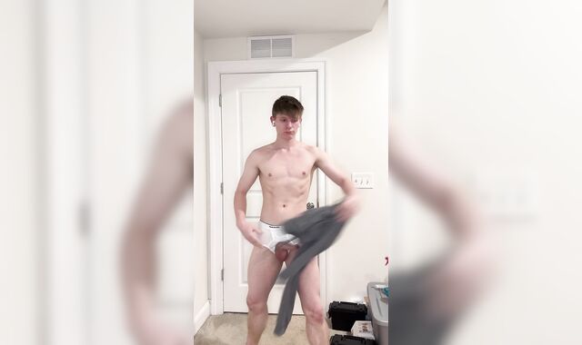 Draped Youngster Unsheathes Humungous Man-meat Under Gray Sweatpants